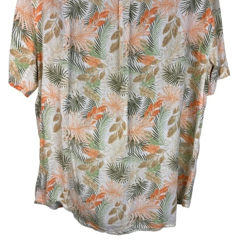 Chaps Seacoast Wash Short Sleeve Floral Print Multi Shirt‎ Linen Blend Men's XXL